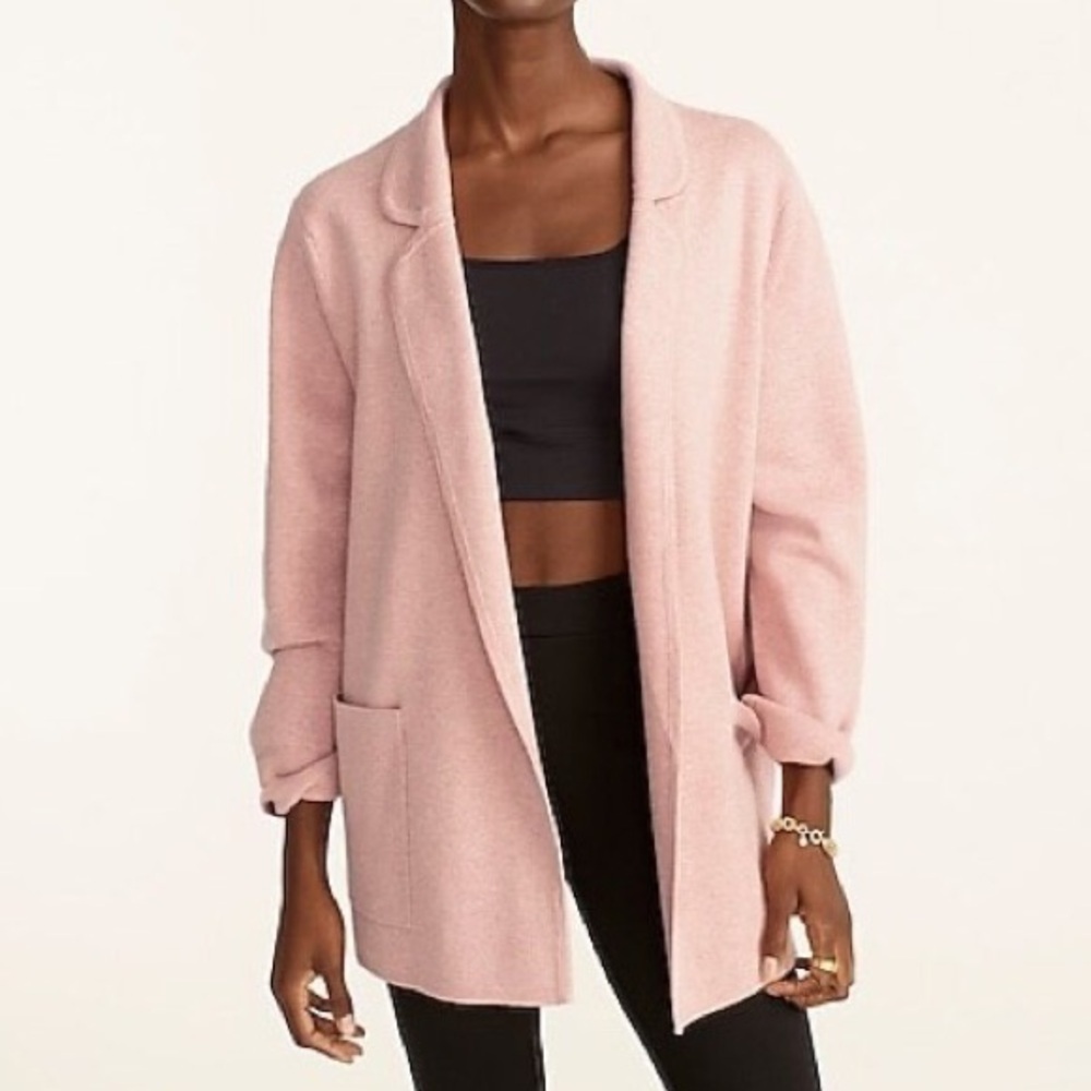 J. Crew S Eloise Wool Blend Sweater Blazer in Pink